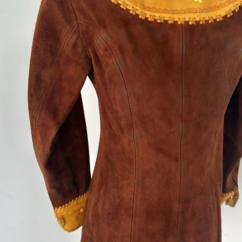 Vintage 70s CHAR Handpainted Hippy Genuine Suede Jacket - Picture 12 of 15